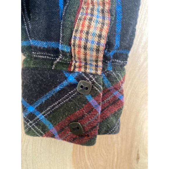 Free People We the Free Mixed Media Flannel Tweed Shirt Plaid Distressed Sz XS - Picture 4 of 10